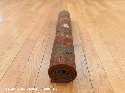 Brown 3'0" x 4'6" Tribal & Geometric Hand knotted Wool Rug - Sku: O078682
