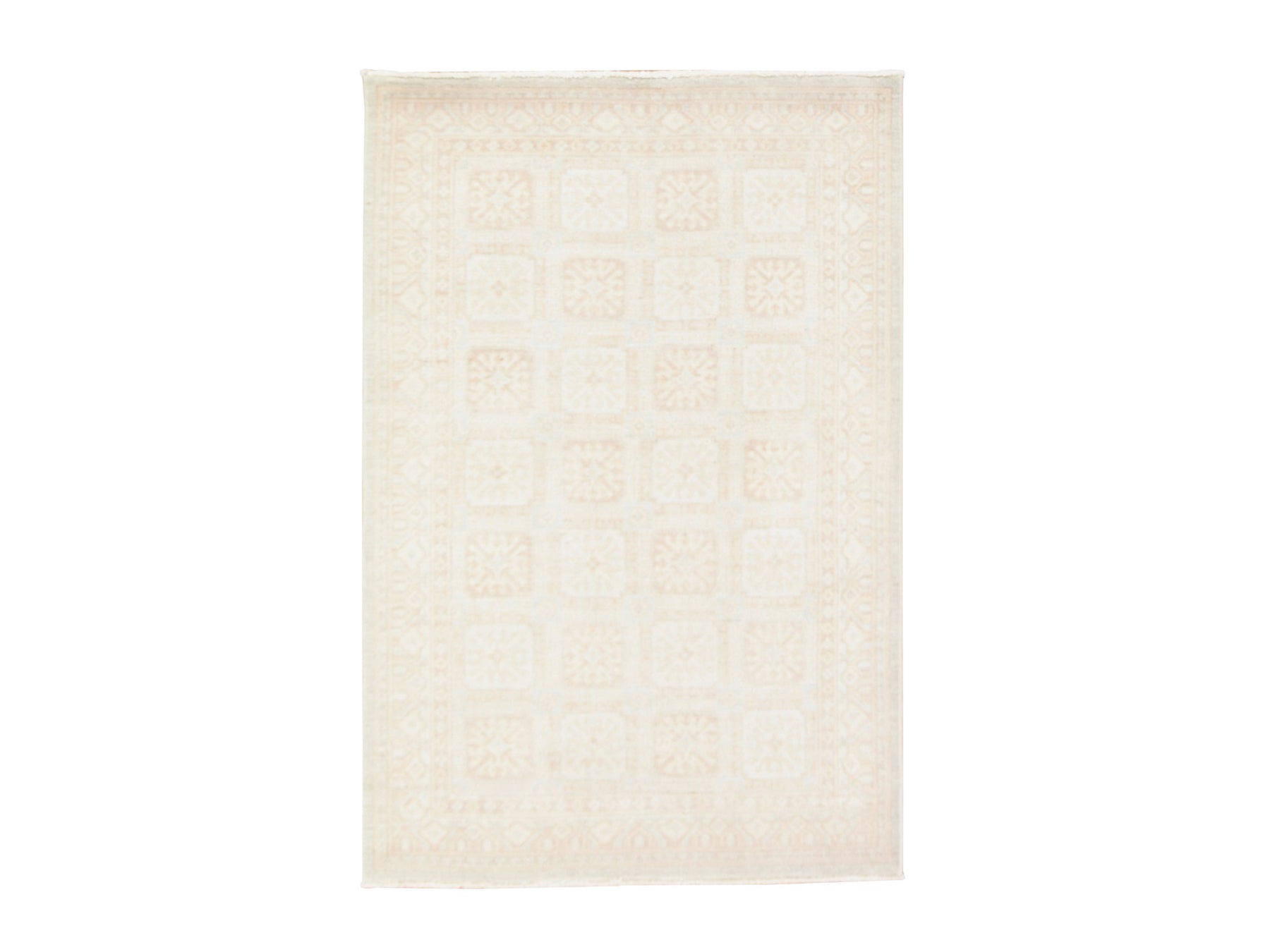 Ivory 4'1" x 6'1" Oushak And Peshawar Hand knotted Wool Rug - Sku: O078683