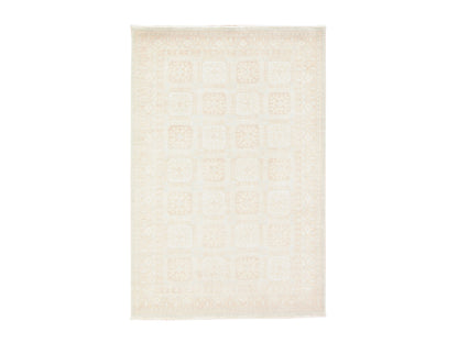 Ivory 4'1" x 6'1" Oushak And Peshawar Hand knotted Wool Rug - Sku: O078683