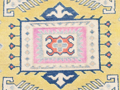 Yellow 4'0" x 6'4" Kazak Hand knotted Wool Rug - Sku: O078684