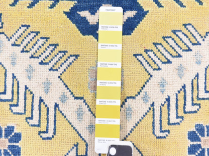 Yellow 4'0" x 6'4" Kazak Hand knotted Wool Rug - Sku: O078684