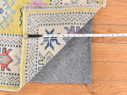 Yellow 4'0" x 6'4" Kazak Hand knotted Wool Rug - Sku: O078684