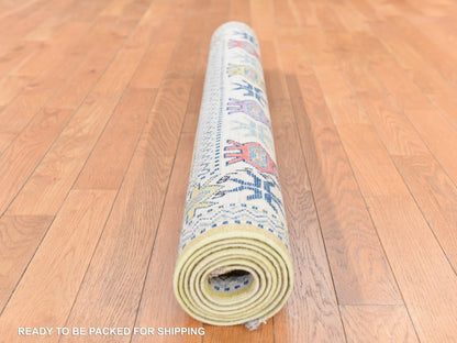 Yellow 4'0" x 6'4" Kazak Hand knotted Wool Rug - Sku: O078684