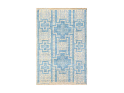 Blue 6'0" x 8'9" Oushak And Peshawar Hand knotted Wool Rug - Sku: O078685
