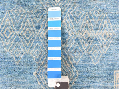 Blue 6'0" x 8'9" Oushak And Peshawar Hand knotted Wool Rug - Sku: O078685