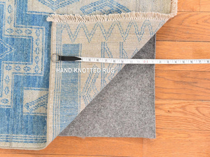 Blue 6'0" x 8'9" Oushak And Peshawar Hand knotted Wool Rug - Sku: O078685