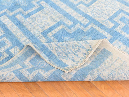 Blue 6'0" x 8'9" Oushak And Peshawar Hand knotted Wool Rug - Sku: O078685