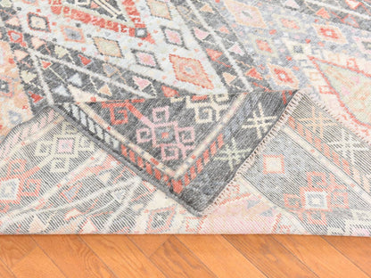 Tribal & Geometric hand-knotted wool rug in Gray, 6'1" x 9'2" — SKU O078686 (view 8)