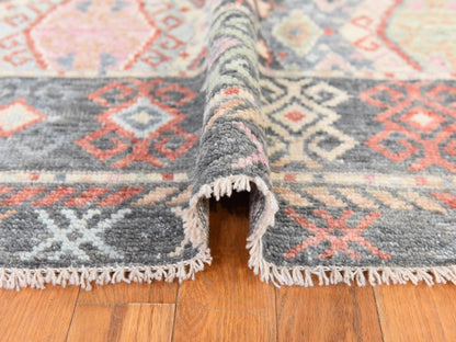 Tribal & Geometric hand-knotted wool rug in Gray, 6'1" x 9'2" — SKU O078686 (view 9)