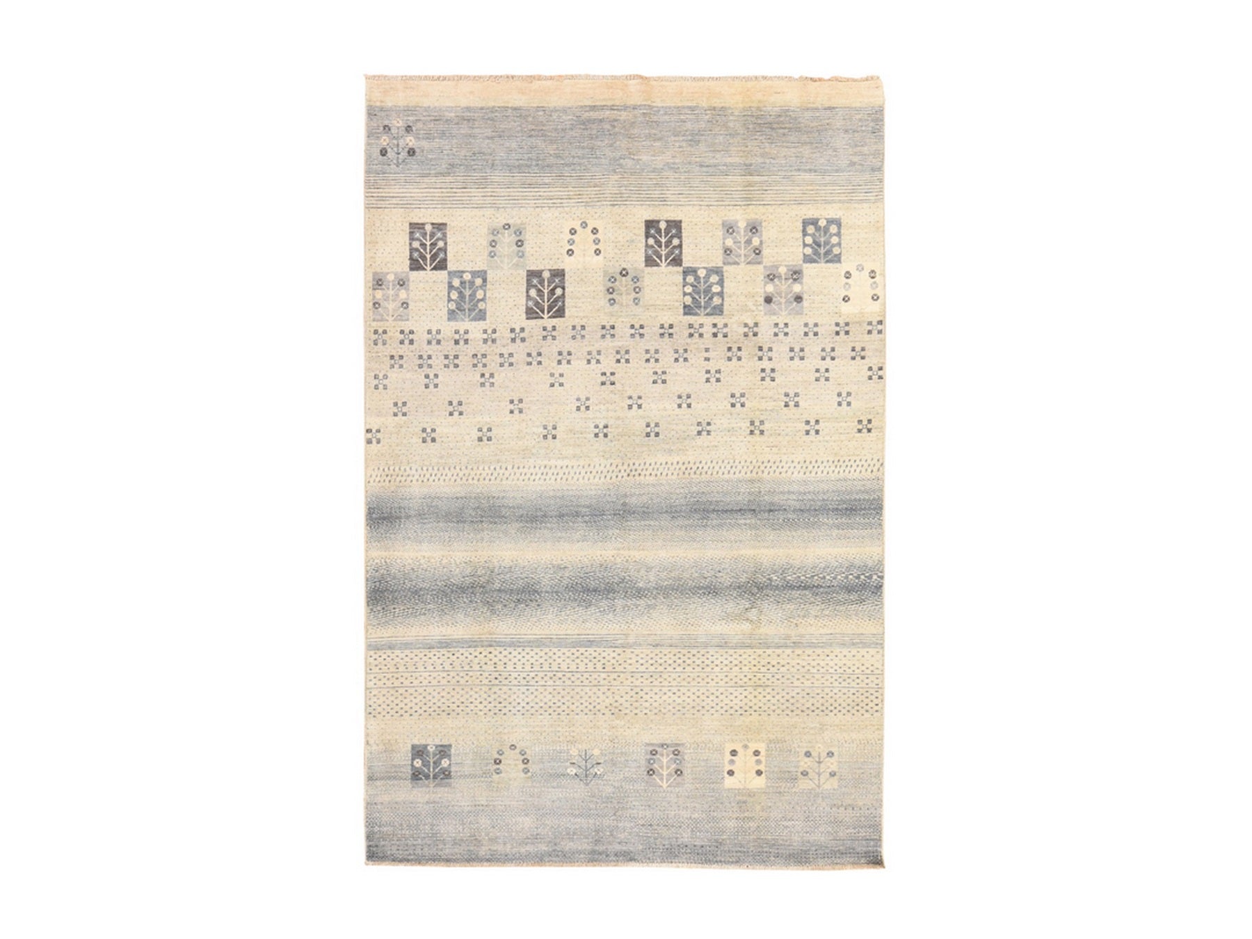 Ivory 5'10" x 8'6" Tribal & Geometric Hand knotted Wool Rug - Sku: O078687