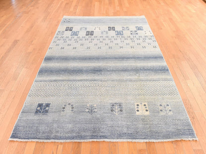 Ivory 5'10" x 8'6" Tribal & Geometric Hand knotted Wool Rug - Sku: O078687