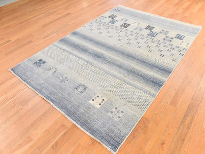 Ivory 5'10" x 8'6" Tribal & Geometric Hand knotted Wool Rug - Sku: O078687
