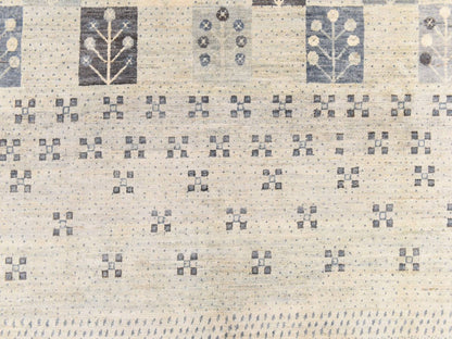 Ivory 5'10" x 8'6" Tribal & Geometric Hand knotted Wool Rug - Sku: O078687