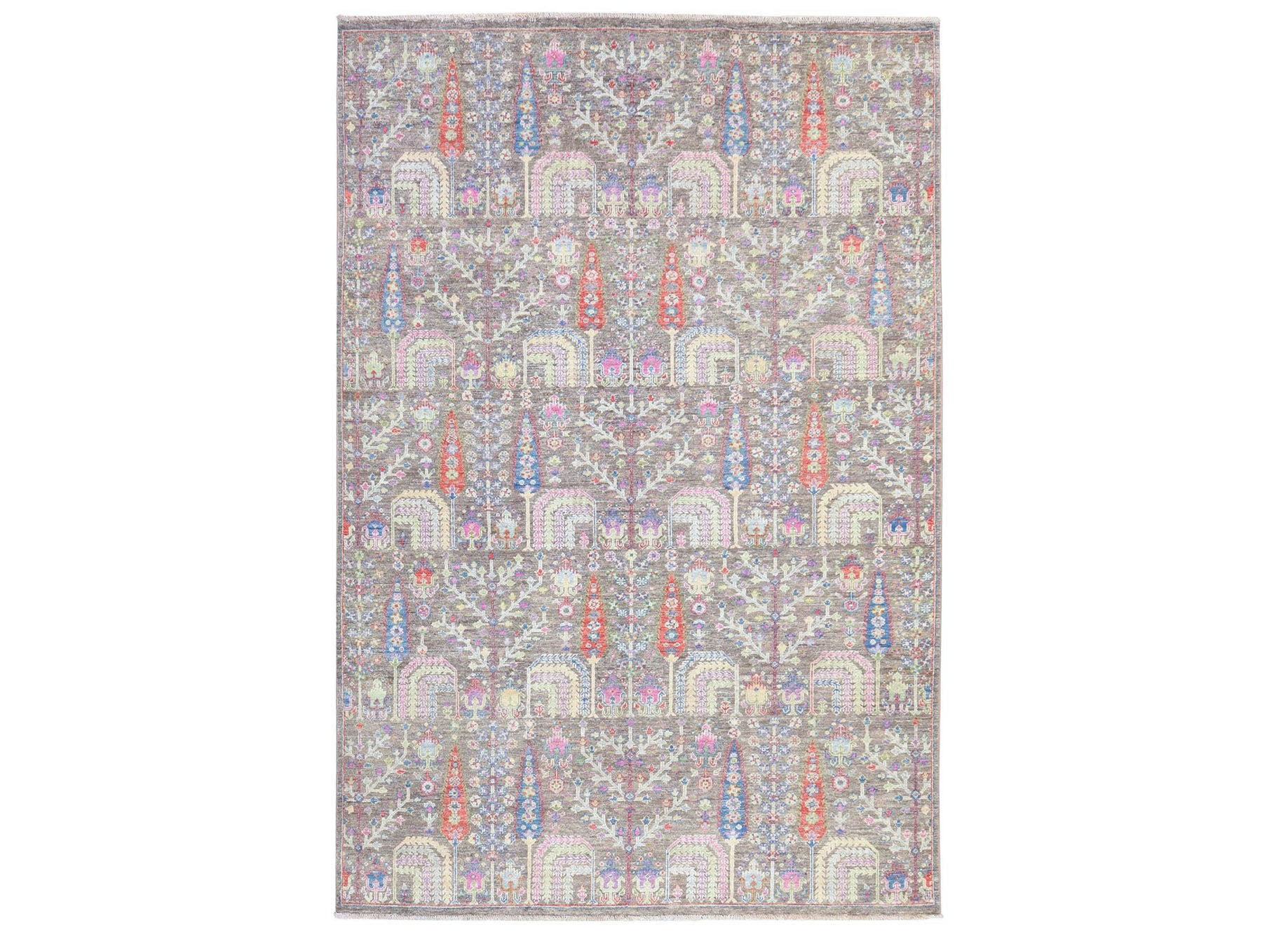 Brown 6'0" x 8'10" Transitional Hand knotted Wool Rug - Sku: O078688