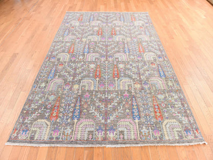 Brown 6'0" x 8'10" Transitional Hand knotted Wool Rug - Sku: O078688