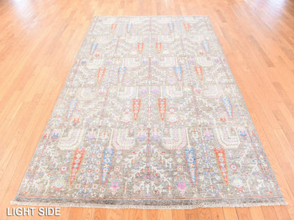 Brown 6'0" x 8'10" Transitional Hand knotted Wool Rug - Sku: O078688