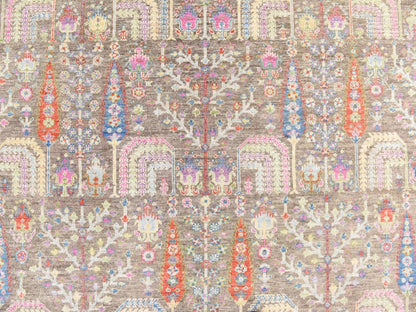 Brown 6'0" x 8'10" Transitional Hand knotted Wool Rug - Sku: O078688