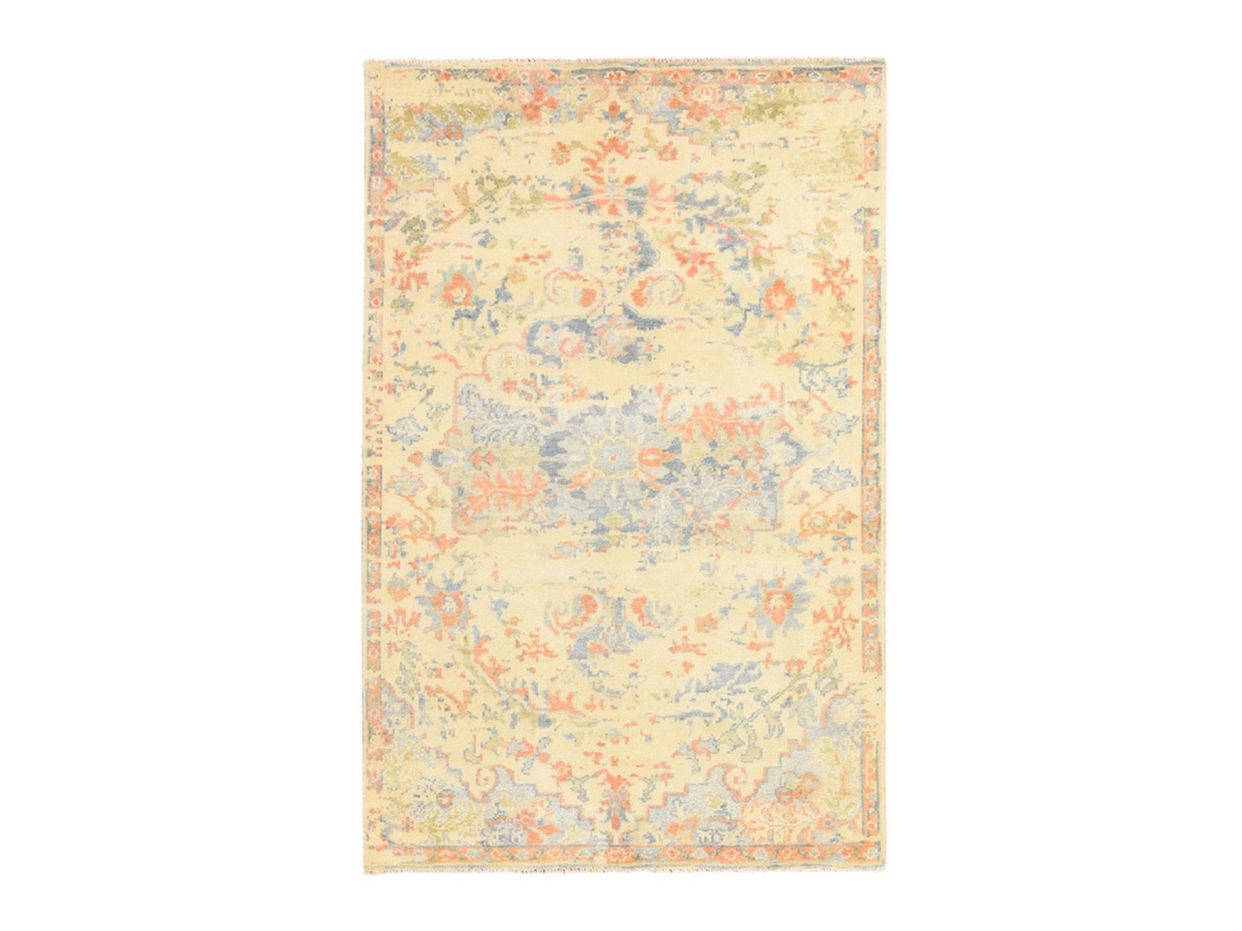 Ivory 5'9" x 9'0" Tribal & Geometric Hand knotted Wool Rug - Sku: O078689