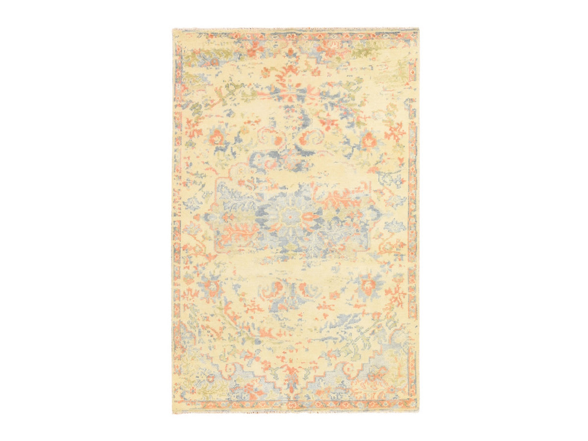 Heriz Tribal & Geometric hand-knotted wool rug in Ivory & Orange, 5'9" x 9' — SKU O078689