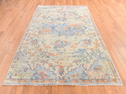 Heriz Tribal & Geometric hand-knotted wool rug in Ivory & Orange, 5'9" x 9' — SKU O078689 (view 2)