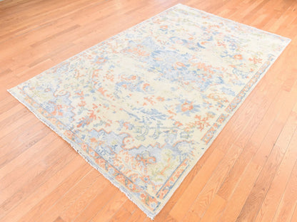 Heriz Tribal & Geometric hand-knotted wool rug in Ivory & Orange, 5'9" x 9' — SKU O078689 (view 4)