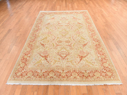 Beige 6'0" x 9'4" Oushak And Peshawar Hand knotted Wool Rug - Sku: O078690
