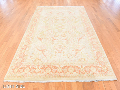 Beige 6'0" x 9'4" Oushak And Peshawar Hand knotted Wool Rug - Sku: O078690