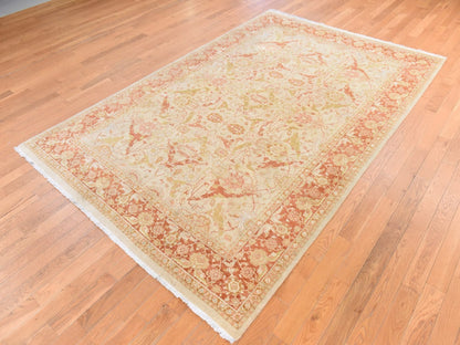 Beige 6'0" x 9'4" Oushak And Peshawar Hand knotted Wool Rug - Sku: O078690
