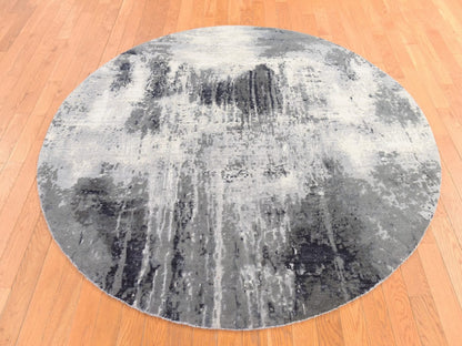 Ivory 6'2" x 6'2" Modern and Contemporary Hand knotted Wool/Silk Rug - Sku: O078691