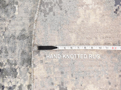 Ivory 6'2" x 6'2" Modern / Contemporary Hand knotted Wool/Silk Rug - Sku: O078691
