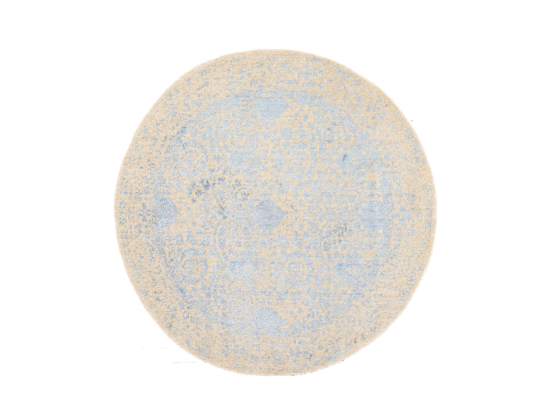 Beige 5'9" x 5'9" Modern and Contemporary Handloom Wool/Silk Rug - Sku: O078692
