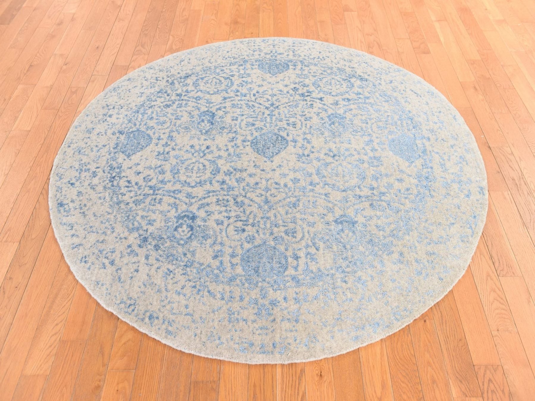 Beige 5'9" x 5'9" Modern and Contemporary Handloom Wool/Silk Rug - Sku: O078692