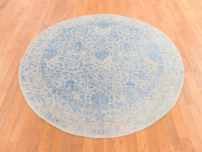 Beige 5'9" x 5'9" Modern and Contemporary Handloom Wool/Silk Rug - Sku: O078692