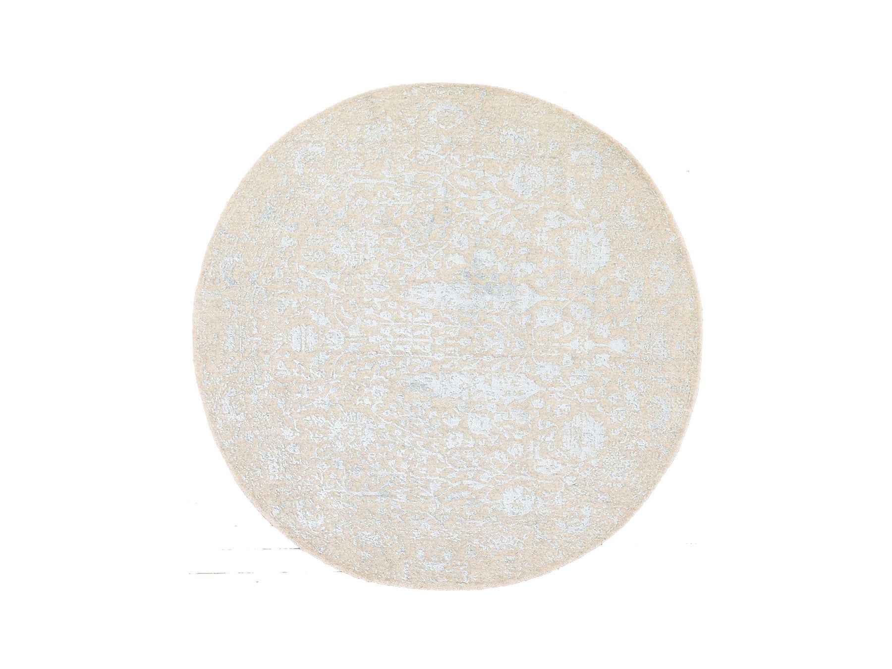 Beige 5'10" x 5'10" Transitional Handloom Wool/Silk Rug - Sku: O078693
