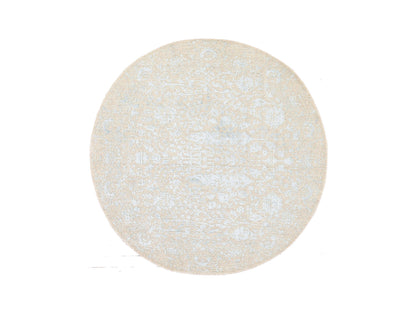 Beige 5'10" x 5'10" Transitional Handloom Wool/Silk Rug - Sku: O078693