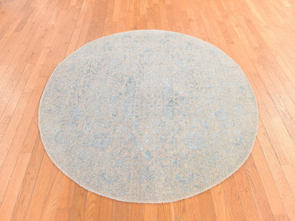 Beige 5'10" x 5'10" Transitional Handloom Wool/Silk Rug - Sku: O078693