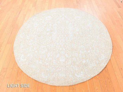 Beige 5'10" x 5'10" Transitional Handloom Wool/Silk Rug - Sku: O078693