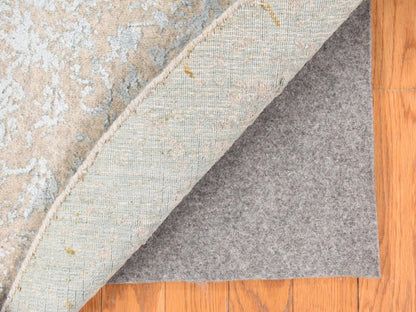 Beige 5'10" x 5'10" Transitional Handloom Wool/Silk Rug - Sku: O078693