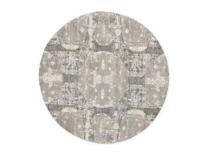 Transitional hand-knotted wool/silk rug in Gray, 6' x 6' — SKU O078694