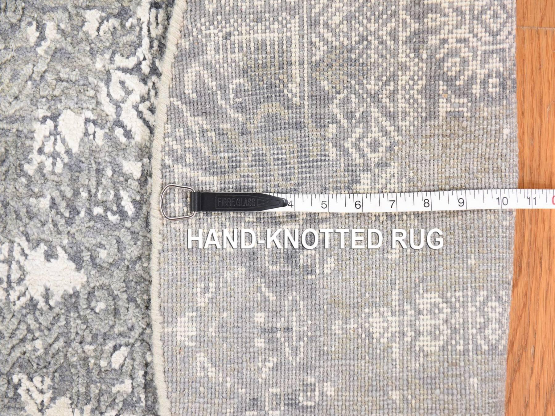 Transitional hand-knotted wool/silk rug in Gray, 6' x 6' — SKU O078694 (view 6)