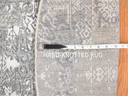 Transitional hand-knotted wool/silk rug in Gray, 6' x 6' — SKU O078694 (view 6)