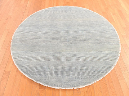 Grey 6'0" x 6'0" Modern and Contemporary Hand knotted Wool/Silk Rug - Sku: O078696