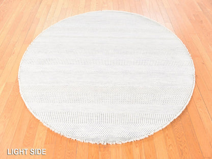 Modern / Contemporary hand-knotted wool/silk rug in Gray, 6' x 6' — SKU O078696 (view 3)