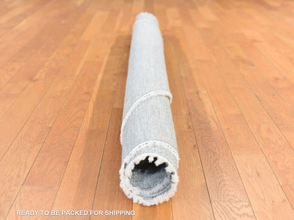 Modern / Contemporary hand-knotted wool/silk rug in Gray, 6' x 6' — SKU O078696 (view 9)