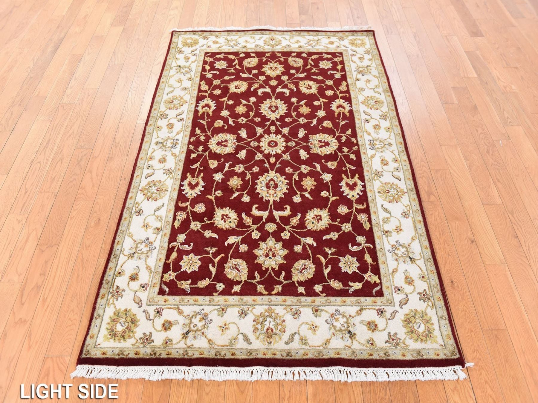 Rajasthan Rajasthan hand-knotted wool/silk rug in Red & Ivory, 4' x 6' — SKU O078697 (view 3)