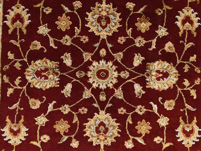 Rajasthan Rajasthan hand-knotted wool/silk rug in Red & Ivory, 4' x 6' — SKU O078697 (view 4)