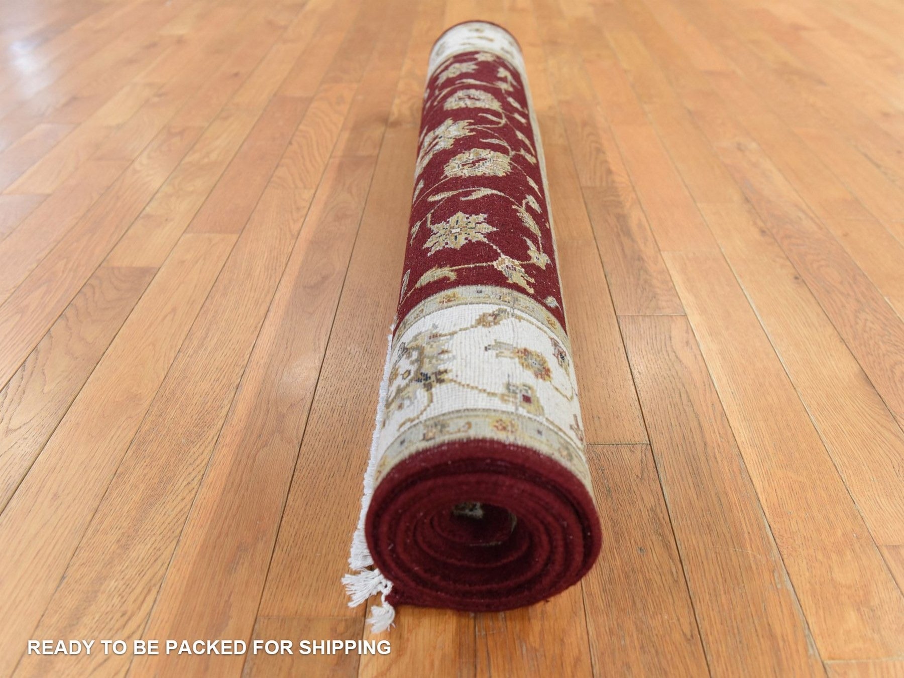 Rajasthan Rajasthan hand-knotted wool/silk rug in Red & Ivory, 4' x 6' — SKU O078697 (view 8)