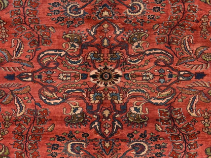 Sarouk Antique hand-knotted wool rug in Red & Midnight Blue, 7'7" x 11'9" — SKU O078698 (view 5)