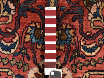 Sarouk Antique hand-knotted wool rug in Red & Midnight Blue, 7'7" x 11'9" — SKU O078698 (view 6)