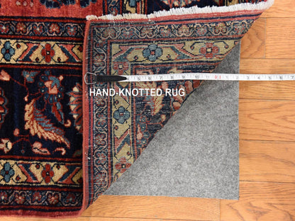 Sarouk Antique hand-knotted wool rug in Red & Midnight Blue, 7'7" x 11'9" — SKU O078698 (view 7)